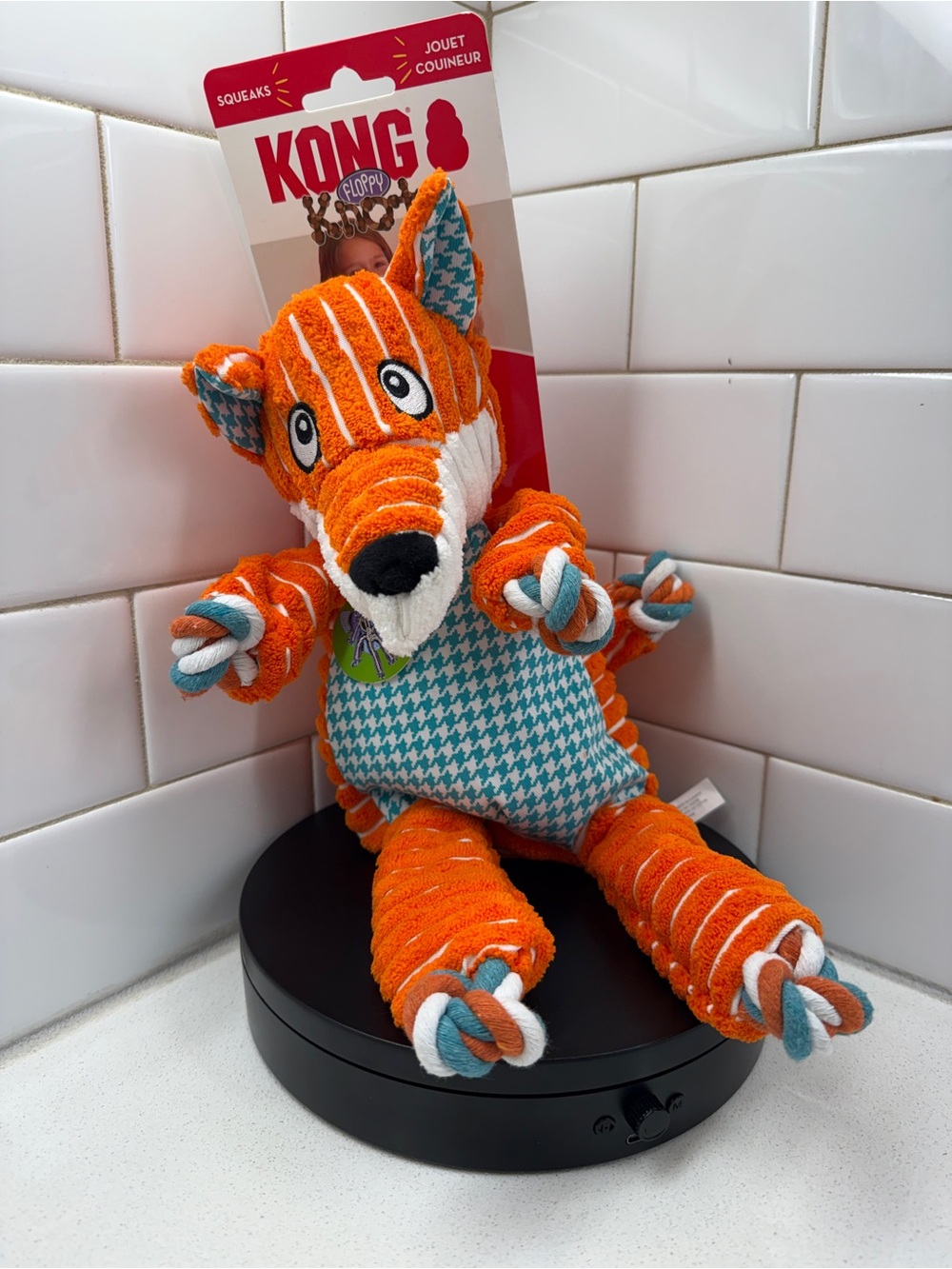 Dog Toy Kong Orange Striped Plush Fox